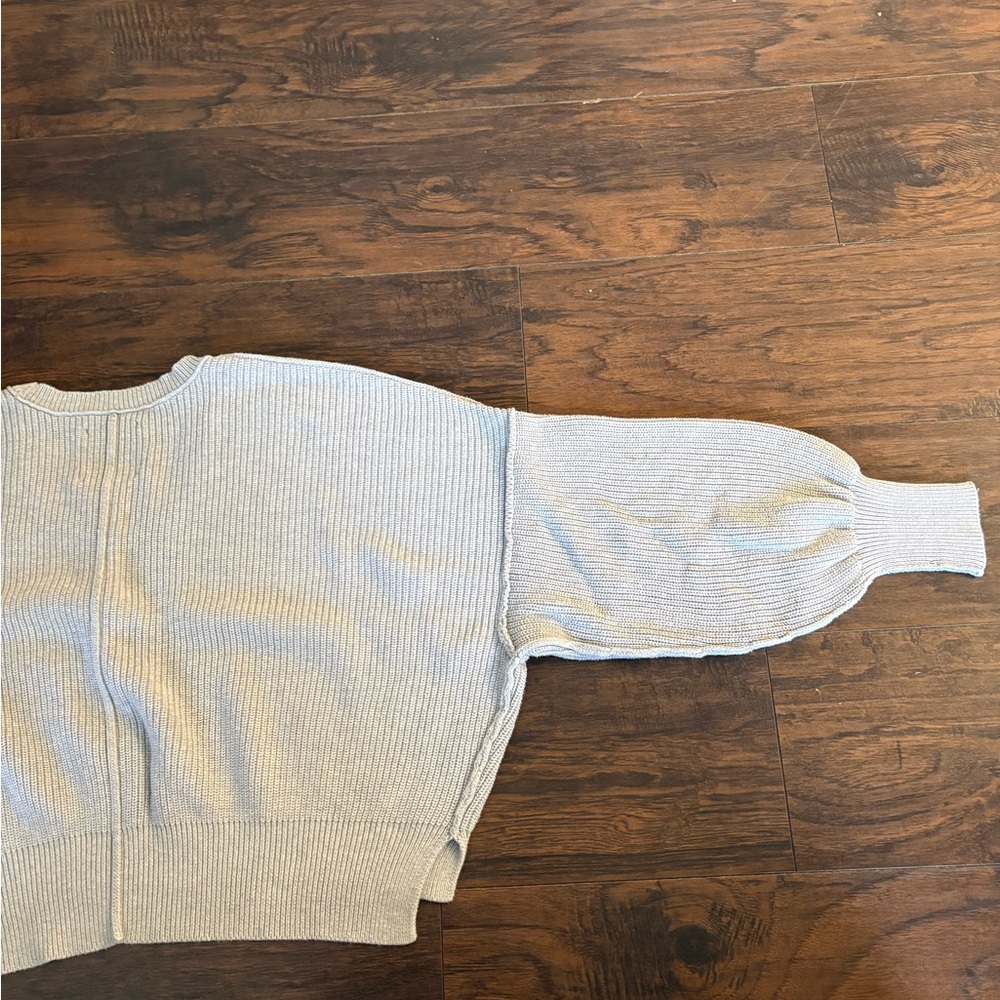 aerie Heather Gray Ribbed Knit Cropped Sweater Top - Picture 7 of 15